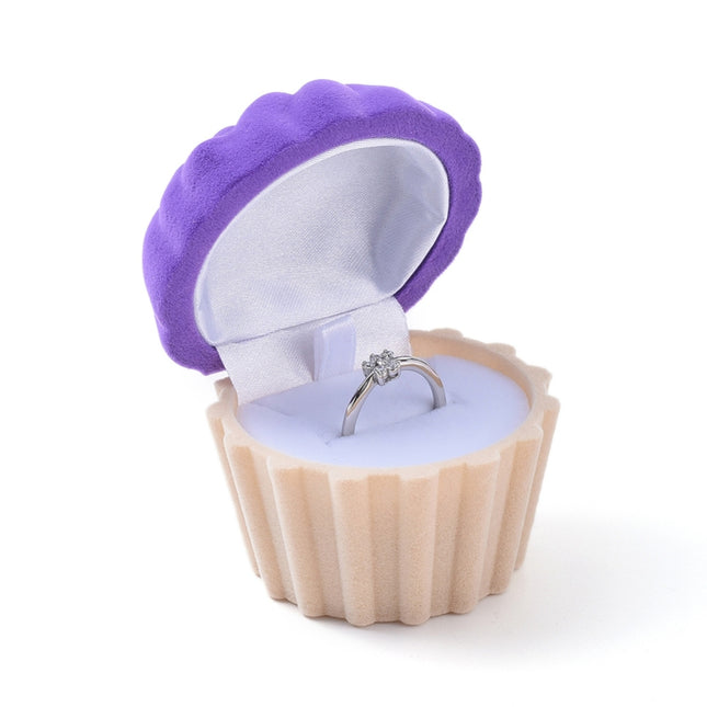 Purple Cup Cake Shape Velvet Jewellery Box
