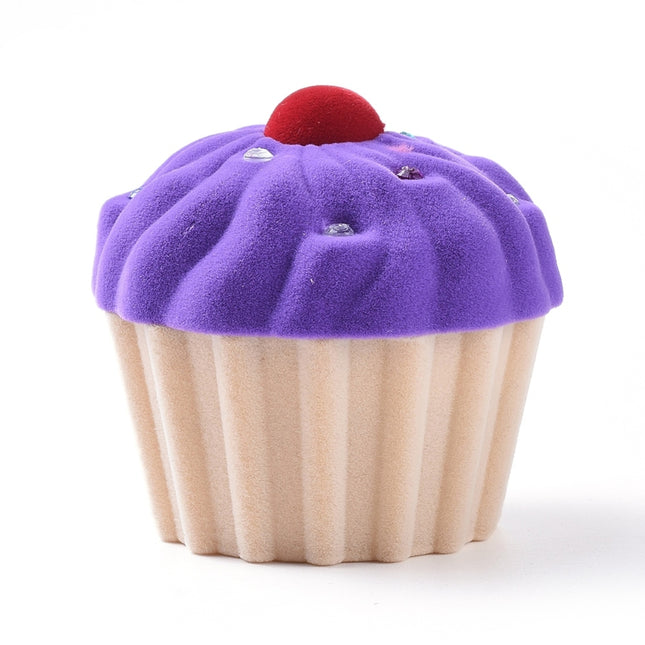 Purple Cup Cake Shape Velvet Jewellery Box