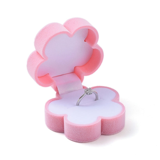 Pink Plum Blossom Shape Velvet Jewellery Box