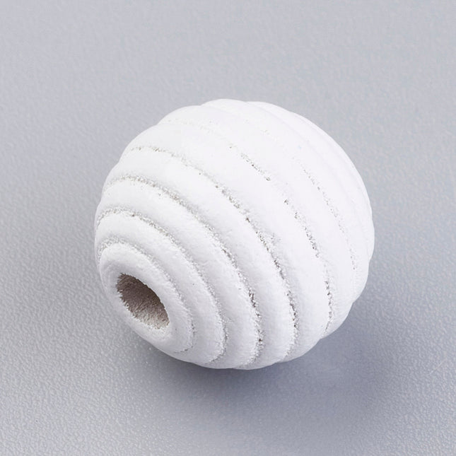White Round Beehive Beads