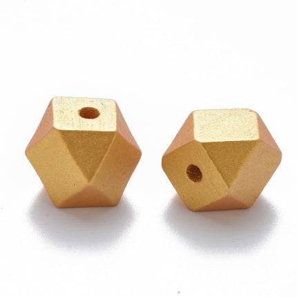 Gold Polygon Wood Beads