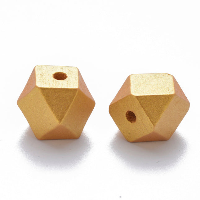Gold Polygon Wood Beads