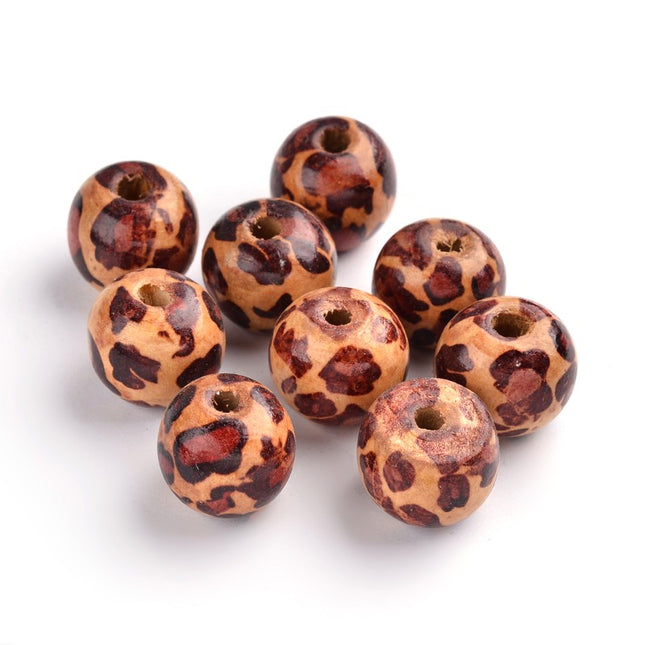 Printed Coconut Brown Wooden Beads