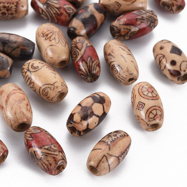 Oval Pattern Wooden Beads