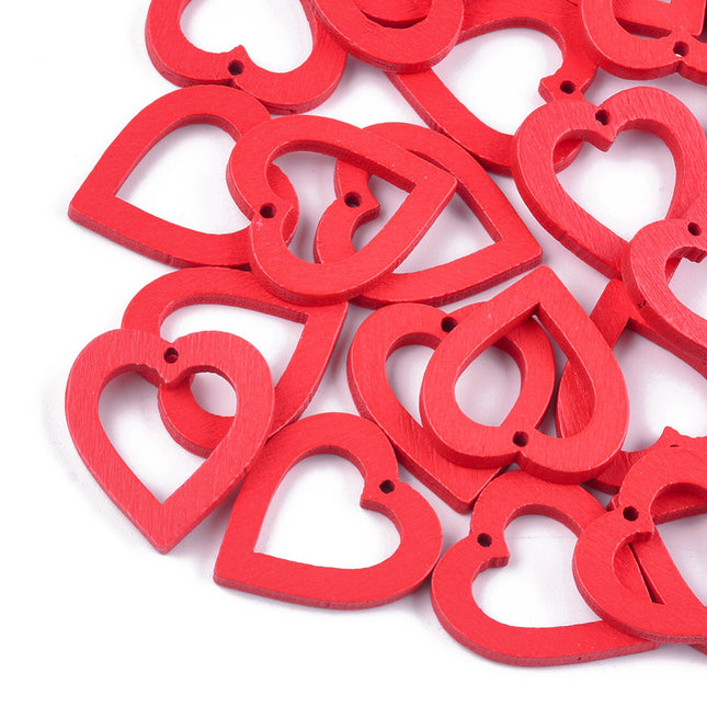 Red Heart Wooden Pendants