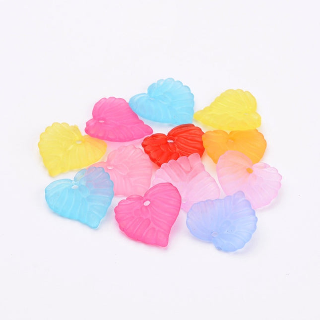 Mixed Colours Frosted Leaf Acrylic Pendants