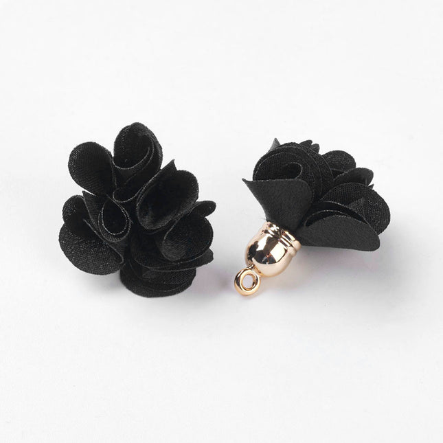 Black Cloth Flower Pendants