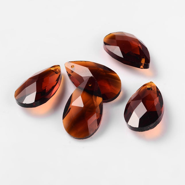 Coconut Brown Faceted Teardrop Glass Pendant
