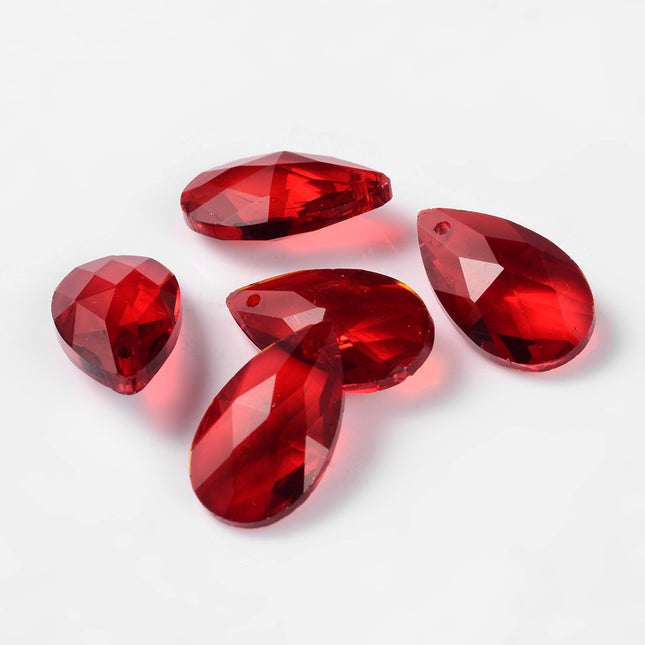 Red Faceted Teardrop Glass Pendant