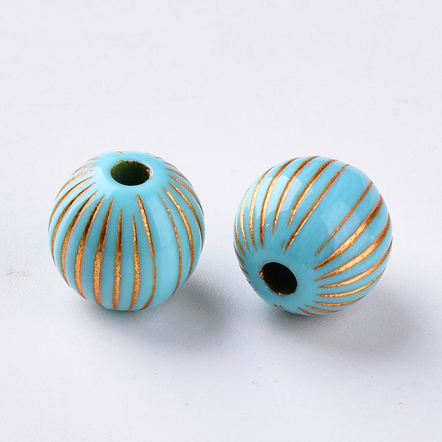 Golden Metal Enlaced Turquoise Beads