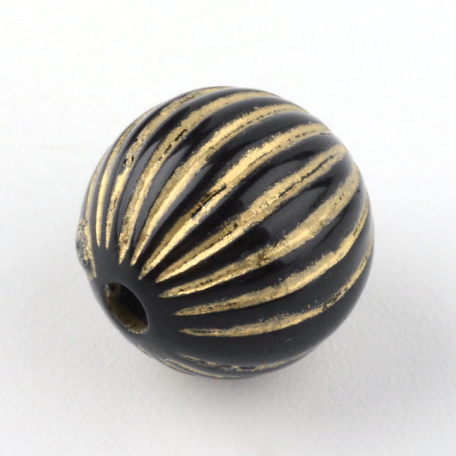 Gold Metal Enlaced Acrylic Beads