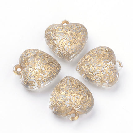 Gold Metal Enlaced Heart Acrylic Pendants