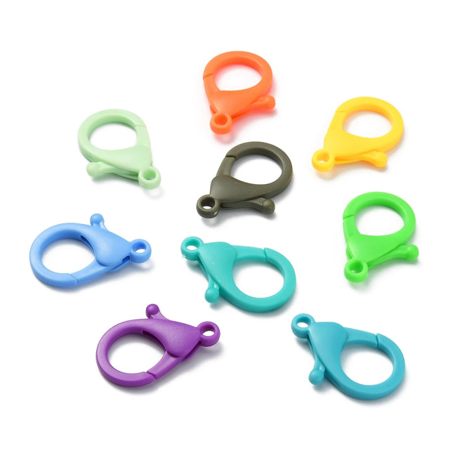 Mixed Colour Plastic Lobster Claw Clasps
