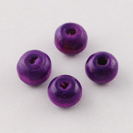 Round Purple Dyed Wooden Beads