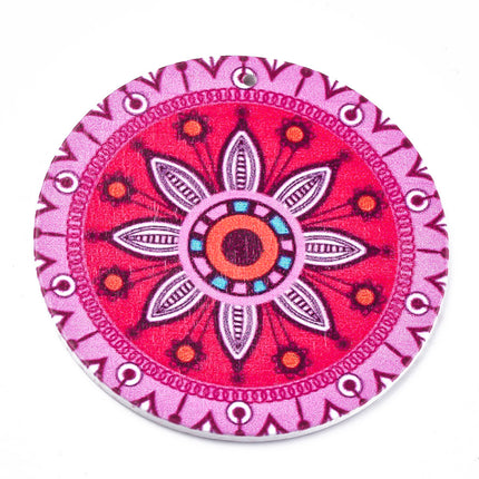 Colourful Flower Wooden Printed Pendant