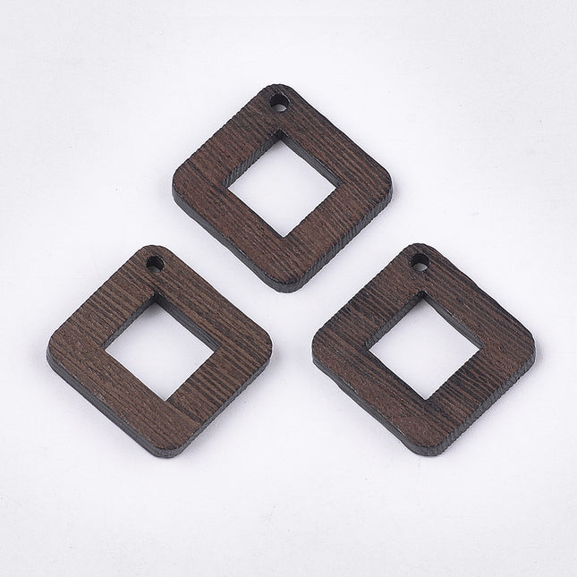 Rhombus Brown Wooden Pendants