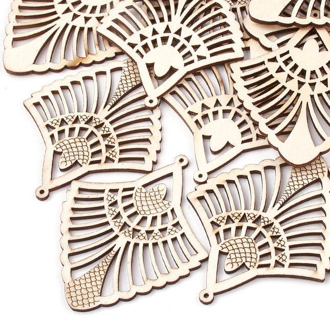 Undyed Fan Shape Wooden Pendant