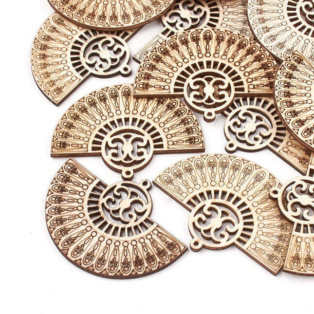Undyed Fan Shape Wooden Pendant