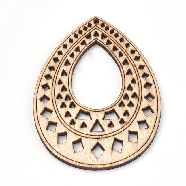 Undyed Wooden Teardrop Pendant