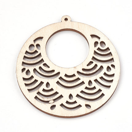 Undyed Flat Round Wooden Pendant