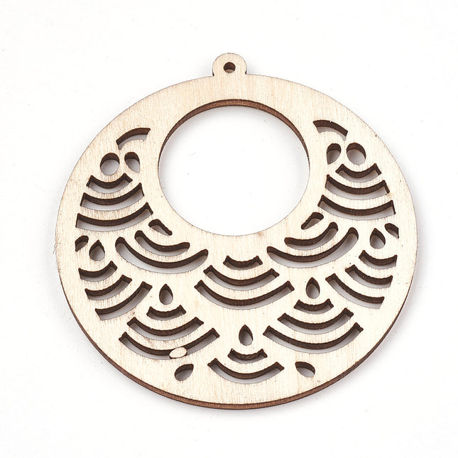 Undyed Flat Round Wooden Pendant